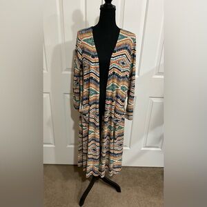 LuLaRoe M Boho Printed Long Open Sarah Cardigan - Multicolor